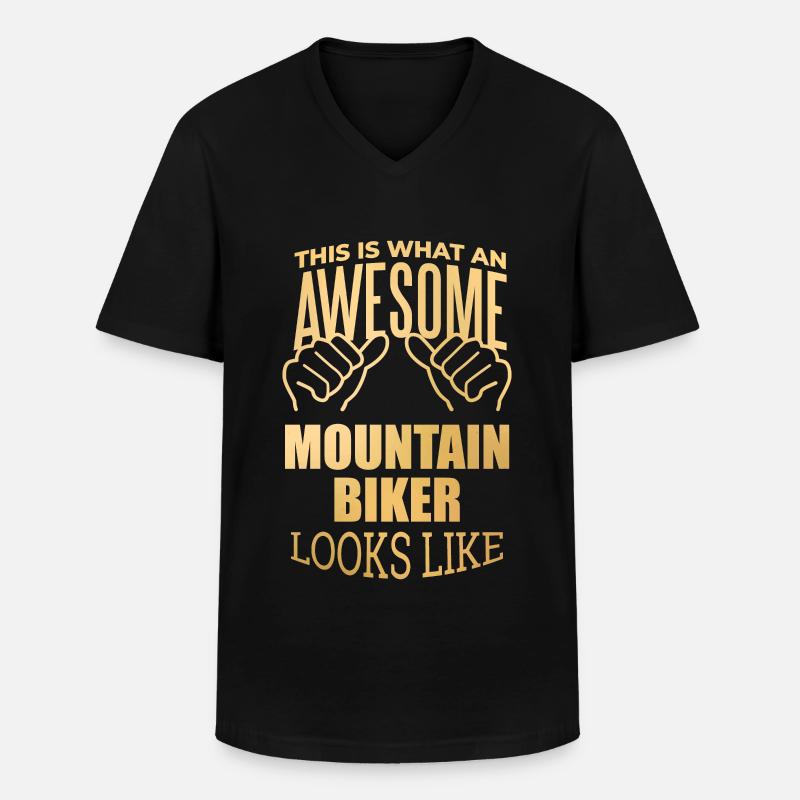 Mountainbiker - Männer-T-Shirt mit V-Ausschnitt - Schwarz