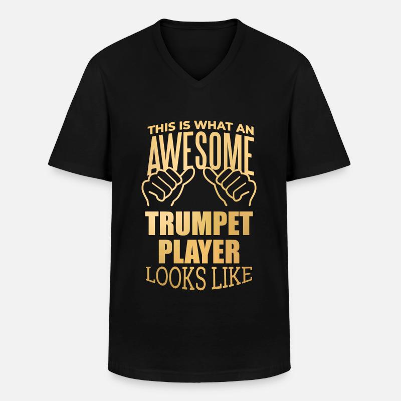 Trompete - Männer-T-Shirt mit V-Ausschnitt - Schwarz