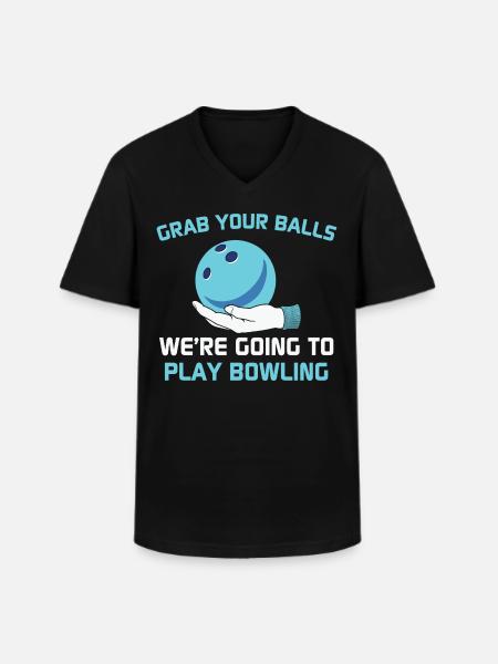 Bowling - T-shirt col V Homme - noir