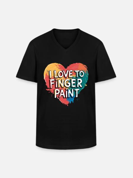 I Love Finger Paints Heart Design Art - Klassisk herre T-shirt med V-udskæring - sort
