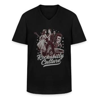 Culture rockabilly Style de musique rétro - T-shirt col V Homme - noir - Devant - AI Model Male 178 dark (178cm)
