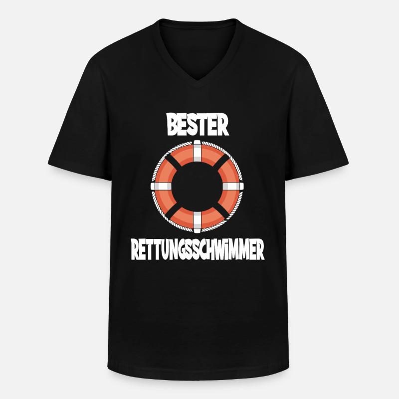 Bester Rettungsschwimmer Leben Rettungsring - Männer-T-Shirt mit V-Ausschnitt - Schwarz
