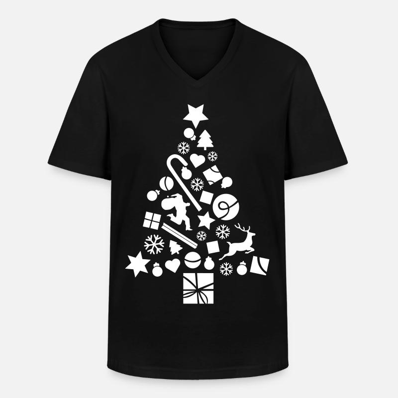 Decorated Christmas tree - Men's V-Neck T-Shirt - black
