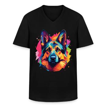 German Shepherd breed dog pop art style - Men's V-Neck T-Shirt - black - Front - AI Model Male 178 dark (178cm)