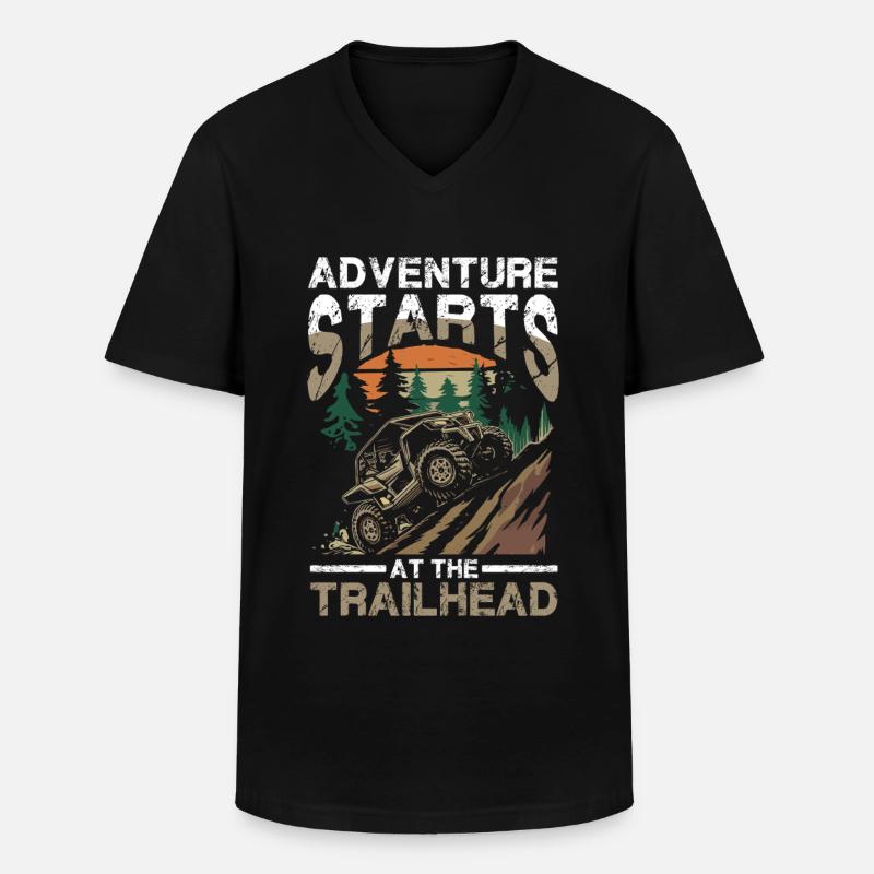 Abenteuer Beginnt Am Trailhead Offroad - Männer-T-Shirt mit V-Ausschnitt - Schwarz