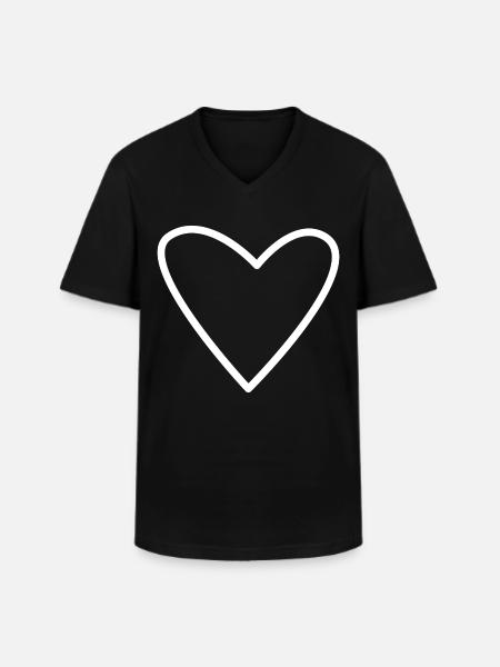 White Heart - Men's V-Neck T-Shirt - black