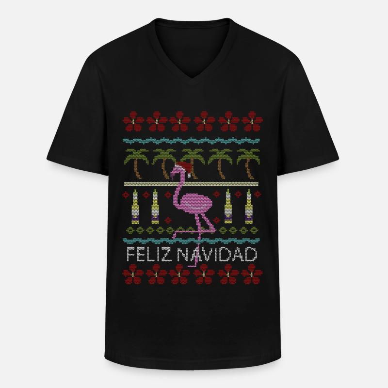 Flamingo - Männer-T-Shirt mit V-Ausschnitt - Schwarz