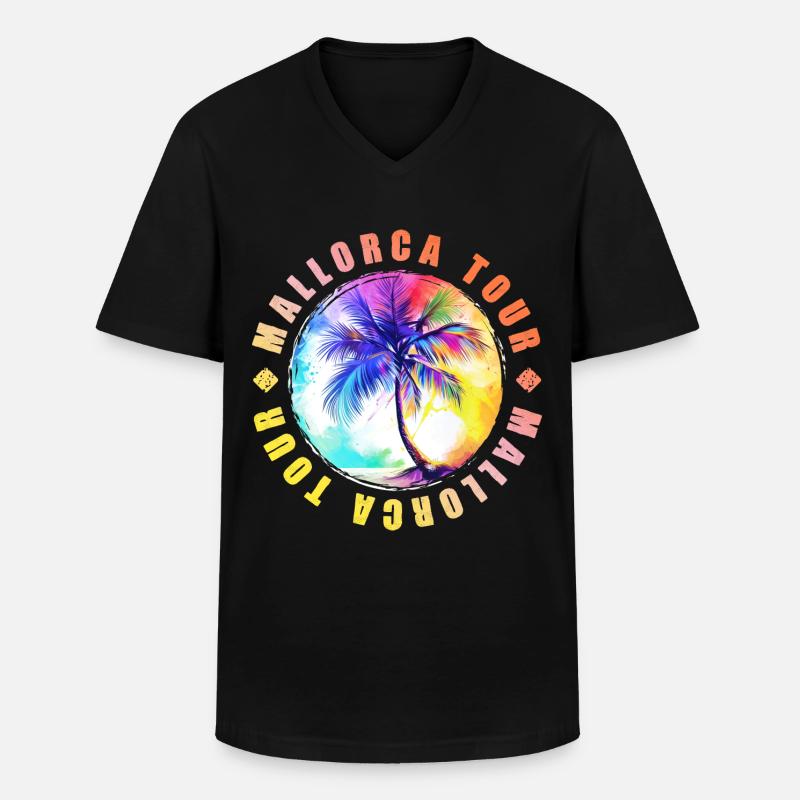 Mallorca Tour Bunt - Männer-T-Shirt mit V-Ausschnitt - Schwarz