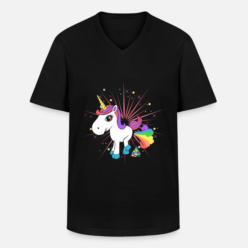 Pupsendes Einhorn - Männer-T-Shirt mit V-Ausschnitt - Schwarz