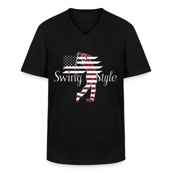Swing Style Golf Golfing USA - Männer-T-Shirt mit V-Ausschnitt - Schwarz - Vorne - AI Model Male 178 dark (178cm)