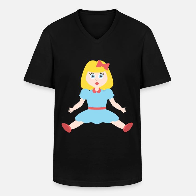 Puppe - Männer-T-Shirt mit V-Ausschnitt - Schwarz