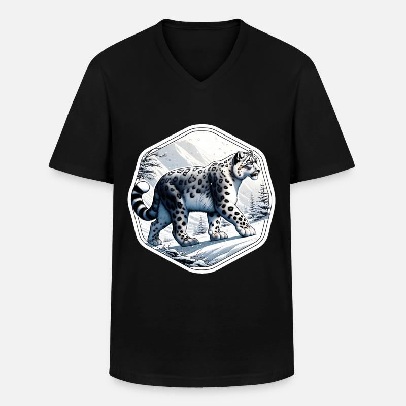 Snow Leopard Leopard White Leopard - Men's V-Neck T-Shirt - black