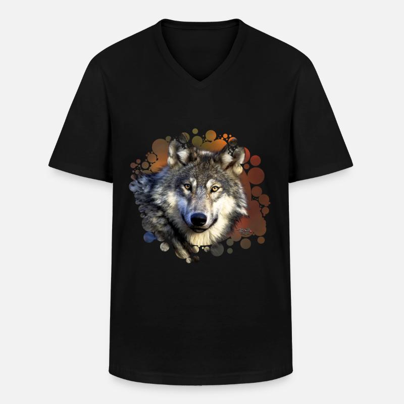 Wolfsgesicht - Männer-T-Shirt mit V-Ausschnitt - Schwarz