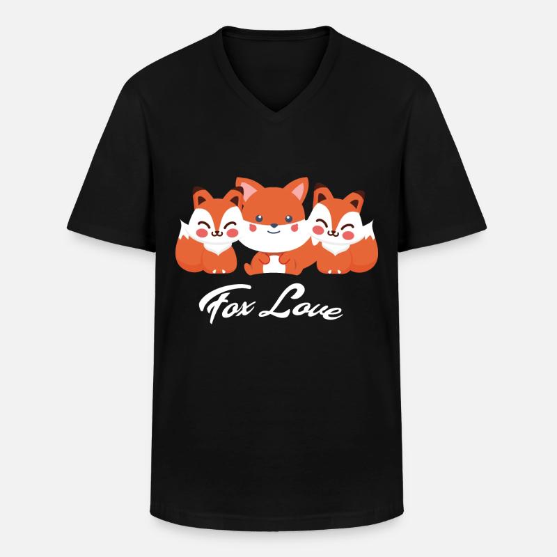 Fuchs - Männer-T-Shirt mit V-Ausschnitt - Schwarz