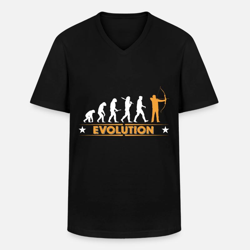 Archery evolution - orange/white - Men's V-Neck T-Shirt - black