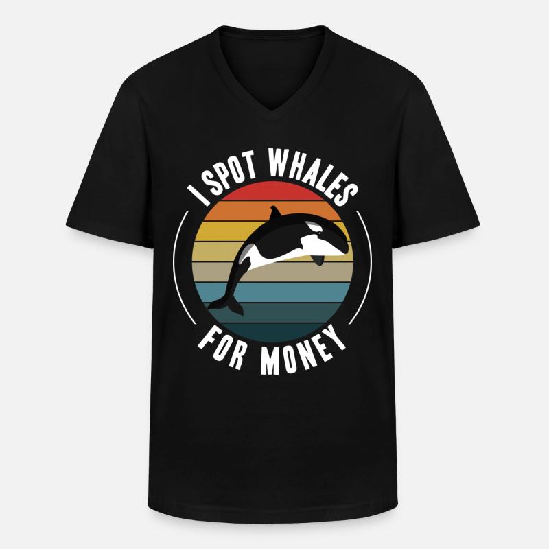 Wale beobachten - Männer-T-Shirt mit V-Ausschnitt - Schwarz