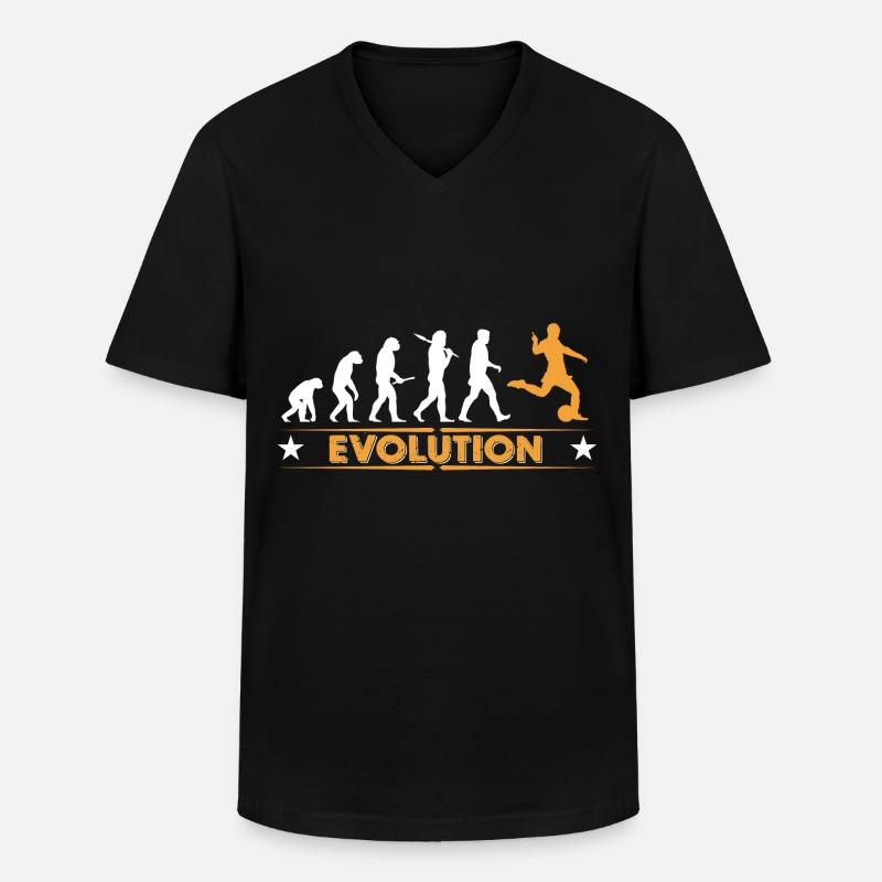 Fussball Evolution - orange/weiss - Männer-T-Shirt mit V-Ausschnitt - Schwarz