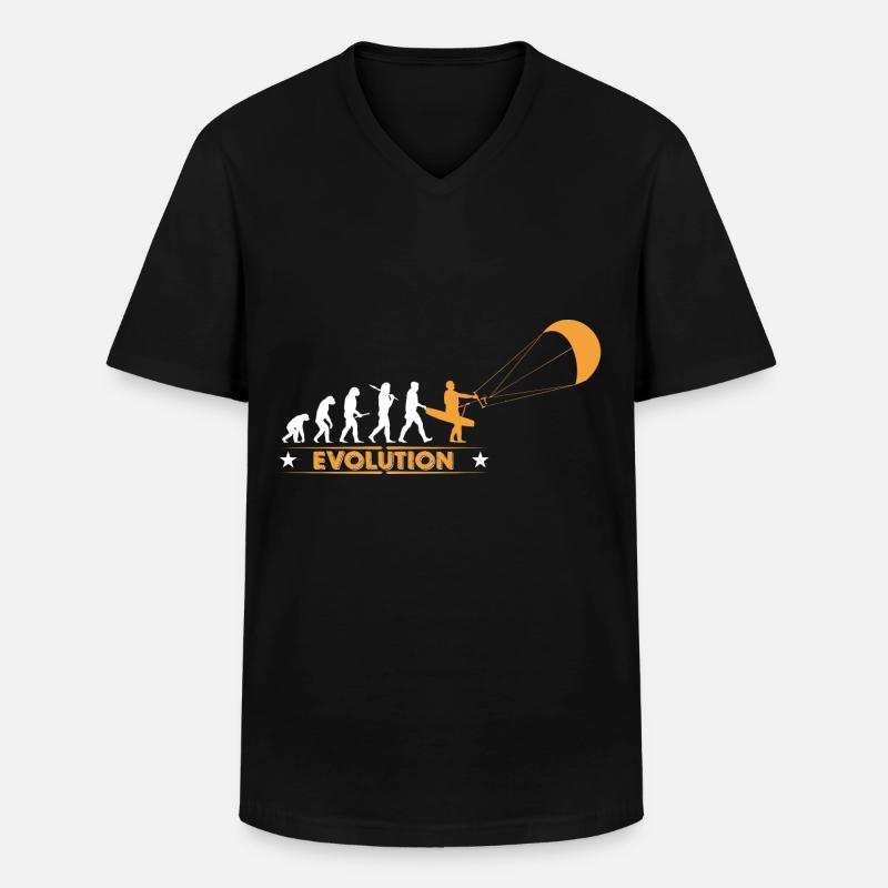 Kitesurfen - Evolution - Männer-T-Shirt mit V-Ausschnitt - Schwarz
