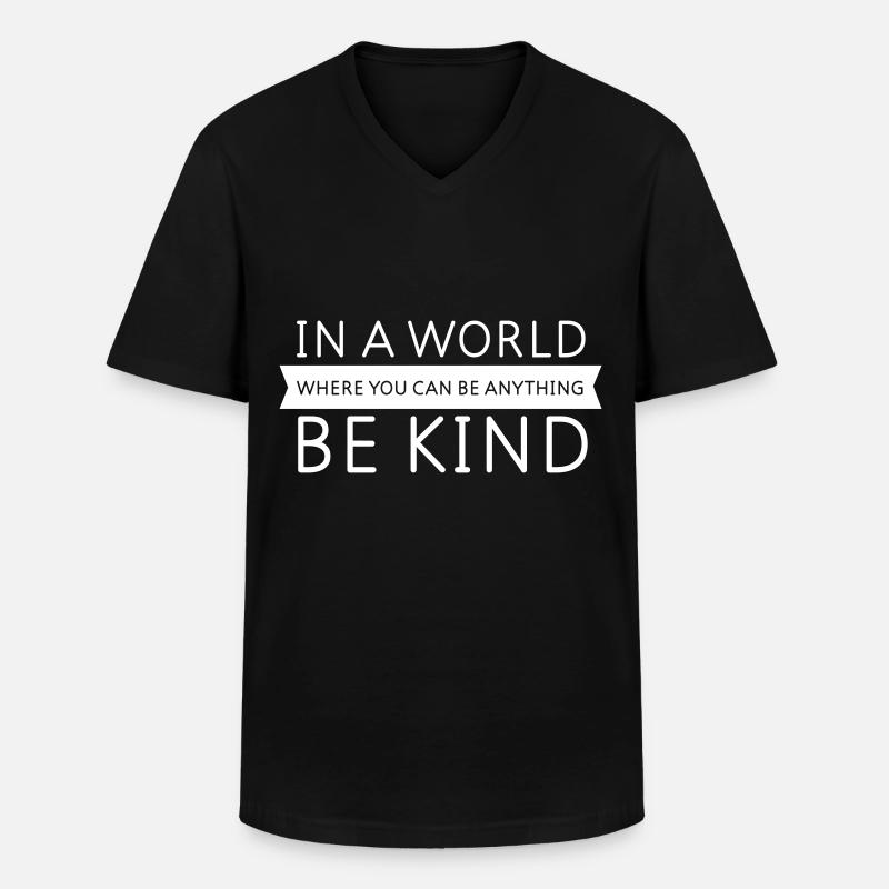 Be Kind - Slogan Design - Männer-T-Shirt mit V-Ausschnitt - Schwarz