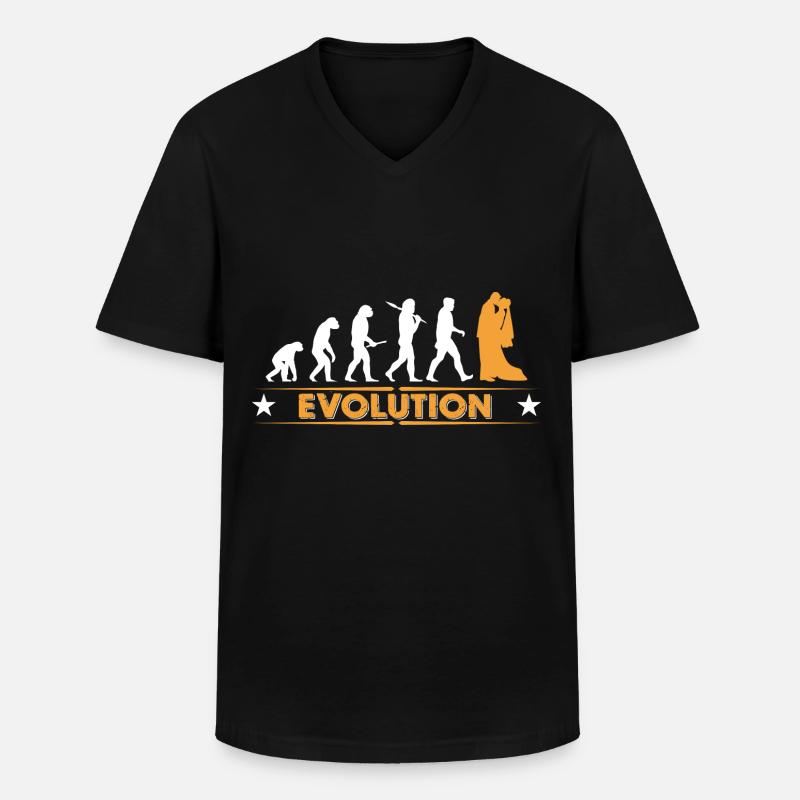 Hochzeit - Evolution - Männer-T-Shirt mit V-Ausschnitt - Schwarz