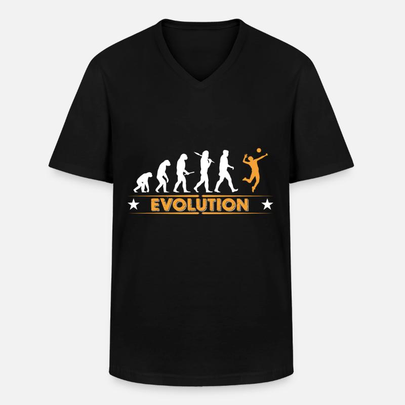 Volleyball Evolution - orange/weiss - T-shirt col V Homme - noir