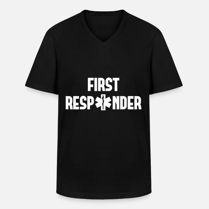 first responder - Männer-T-Shirt mit V-Ausschnitt - Schwarz
