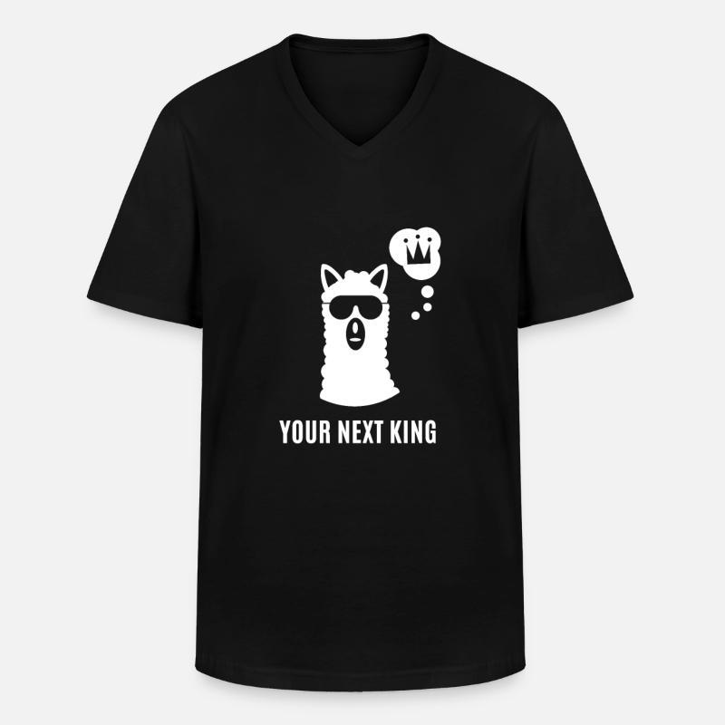Lama - Llama / YOUR NEXT KING - Männer-T-Shirt mit V-Ausschnitt - Schwarz