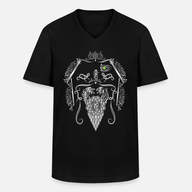 Wikinger Odin Thor - Männer-T-Shirt mit V-Ausschnitt - Schwarz