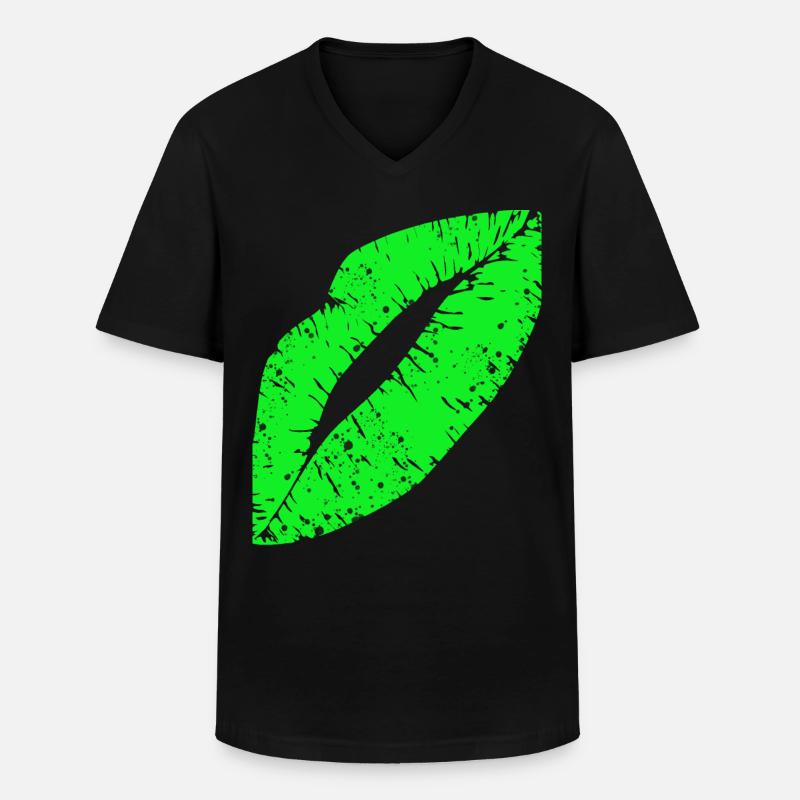 Lippen - Lips - Männer-T-Shirt mit V-Ausschnitt - Schwarz