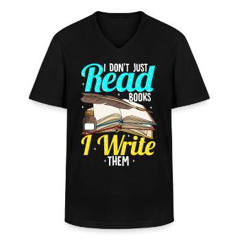 Auteur écrivain livres roman écrit - T-shirt col V Homme - noir - Devant - AI Model Male 178 dark (178cm)