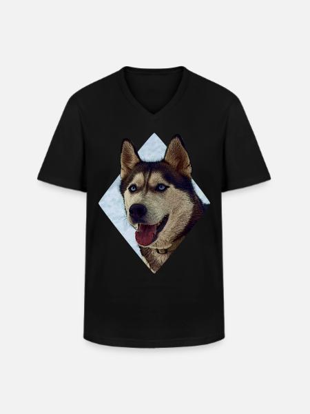 Husky - Men's V-Neck T-Shirt - black