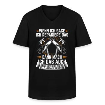 Wenn ich sage ich repariere das dann mach ich das - Männer-T-Shirt mit V-Ausschnitt - Schwarz - Vorne - AI Model Male 178 dark (178cm)