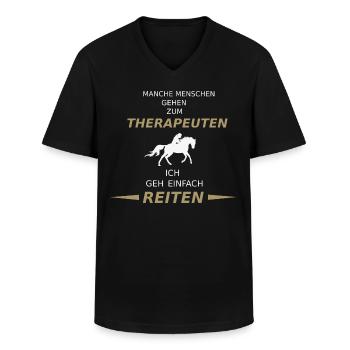 Pferde reiten Spruch als Geschenk für Reiter - Männer-T-Shirt mit V-Ausschnitt - Schwarz - Vorne - AI Model Male 178 dark (178cm)
