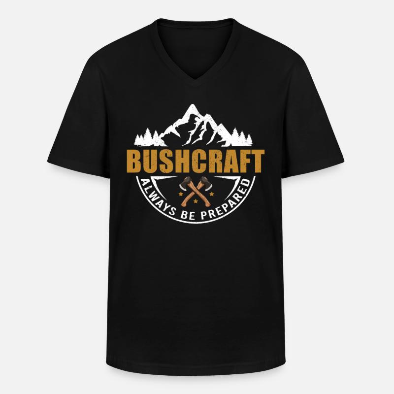 Survival & Bushcraft always be prepared - Männer-T-Shirt mit V-Ausschnitt - Schwarz