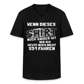 S51 Simson Fahrer Geschenk DDR Moped Sprüche - Männer-T-Shirt mit V-Ausschnitt - Schwarz - Vorne - AI Model Male 178 dark (178cm)