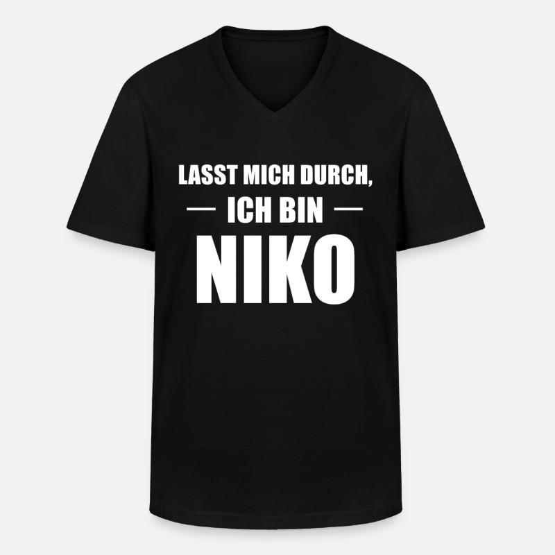 Niko Name Spruch Geschenk - Männer-T-Shirt mit V-Ausschnitt - Schwarz
