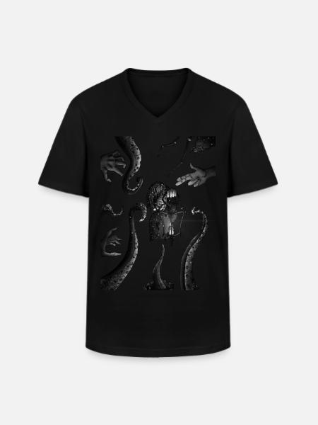 Lovecraft kunst - Klassisk herre T-shirt med V-udskæring - sort