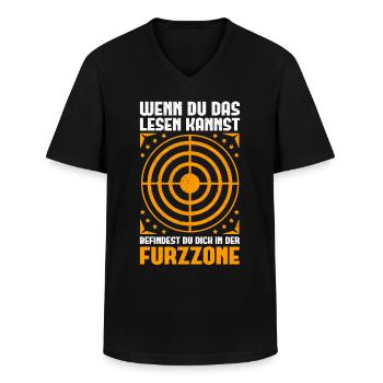 Furzzone | Furz Furzen Pupsen Geschenk - Männer-T-Shirt mit V-Ausschnitt - Schwarz - Vorne - AI Model Male 178 dark (178cm)