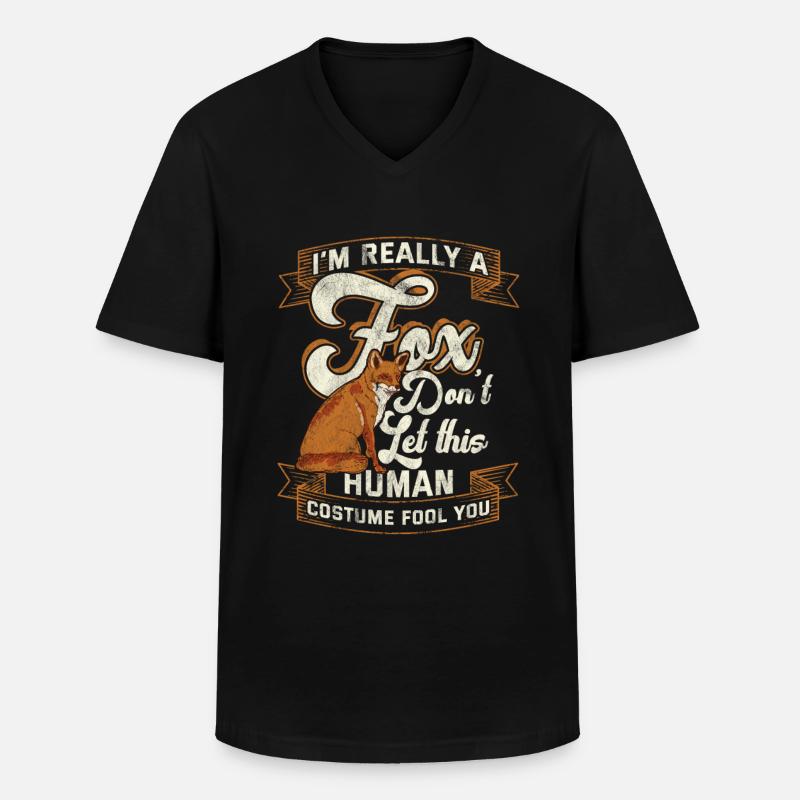 Fuchs - Männer-T-Shirt mit V-Ausschnitt - Schwarz