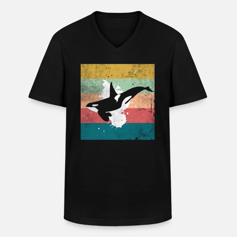 Orca Love Stamp - Männer-T-Shirt mit V-Ausschnitt - Schwarz