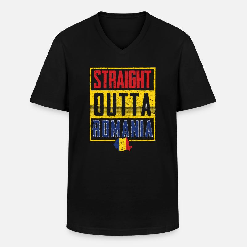 Rumänien - Männer-T-Shirt mit V-Ausschnitt - Schwarz