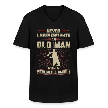 Pickleball pickleball player gift - Men's V-Neck T-Shirt - black - Front - AI Model Male 178 dark (178cm)