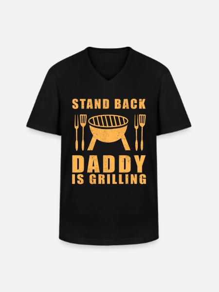 Grilling BBQ Grill Party Griller Far Gavegrill - Klassisk herre T-shirt med V-udskæring - sort