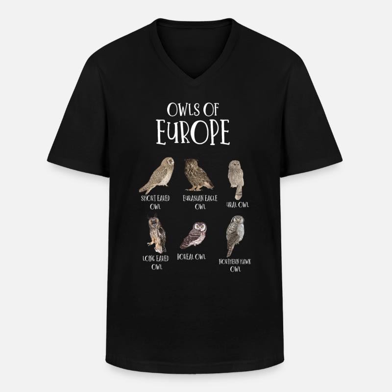 Eulenarten, Eulen & Kauze, Eule Fan - Männer-T-Shirt mit V-Ausschnitt - Schwarz