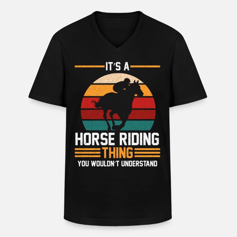 Reiten Lehrer Geschenk - Männer-T-Shirt mit V-Ausschnitt - Schwarz