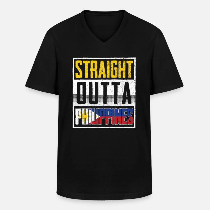 PHILIPPINEN - Männer-T-Shirt mit V-Ausschnitt - Schwarz