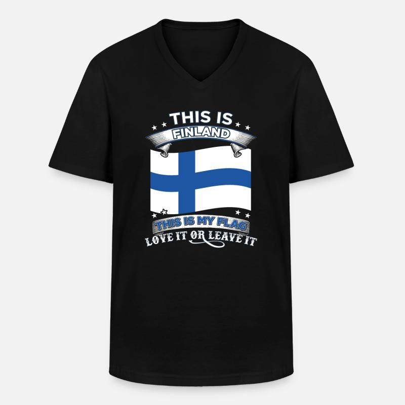 Finnland - Männer-T-Shirt mit V-Ausschnitt - Schwarz