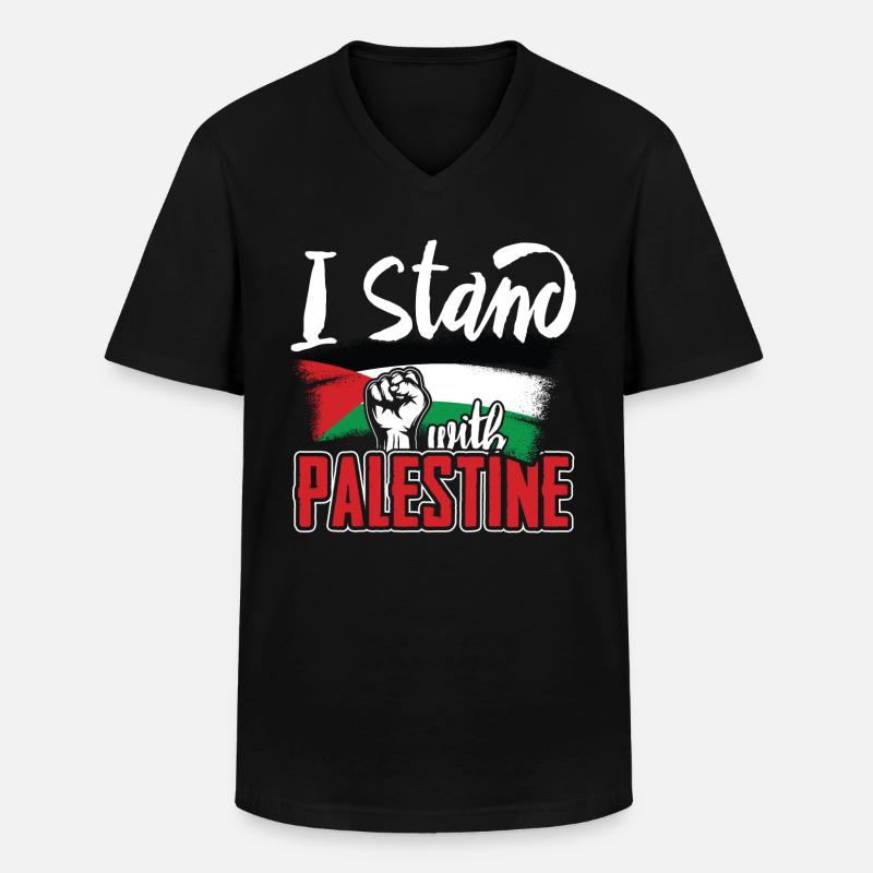 Ich stehe zu Palästina - Männer-T-Shirt mit V-Ausschnitt - Schwarz