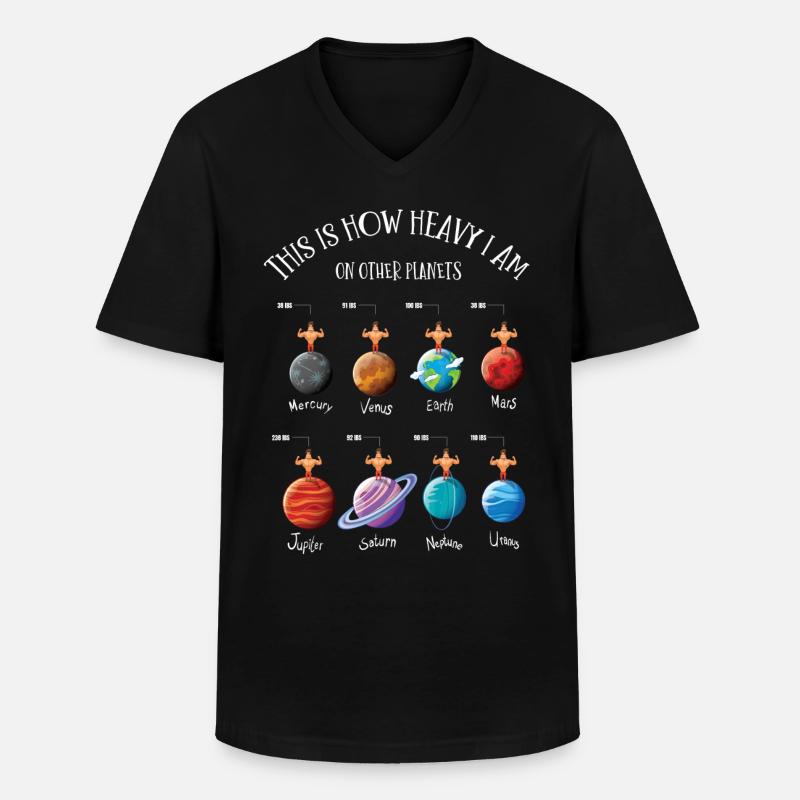 Planets, Universe, Heavy On Planets - Men's V-Neck T-Shirt - black