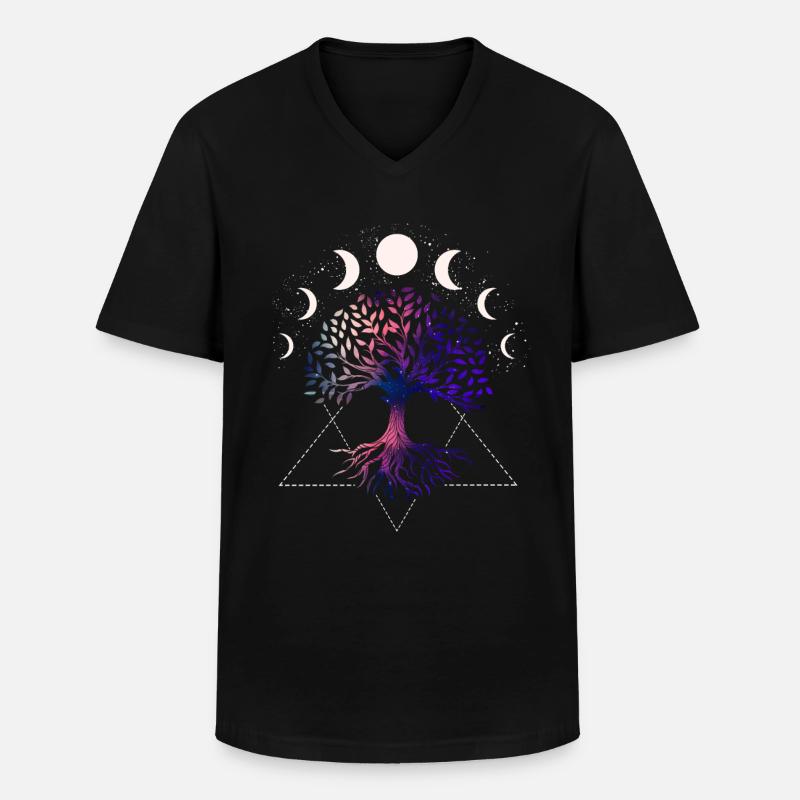 Mondphasen, Baum Des Lebens - Männer-T-Shirt mit V-Ausschnitt - Schwarz